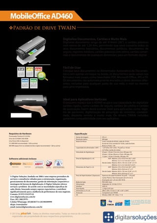 Especificação scanner de produção ad460