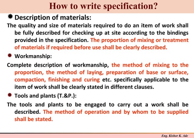 Specification writing-I | PPT | Civil Engineering Industry | Industries