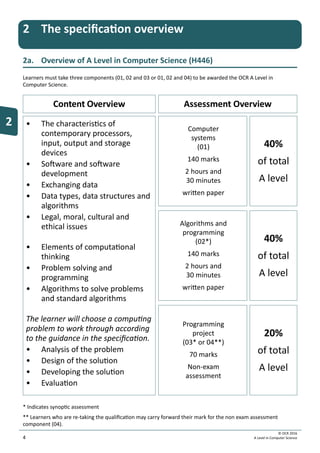 Specification Computer Science Ocr Computer Science A Level Specification | PDF