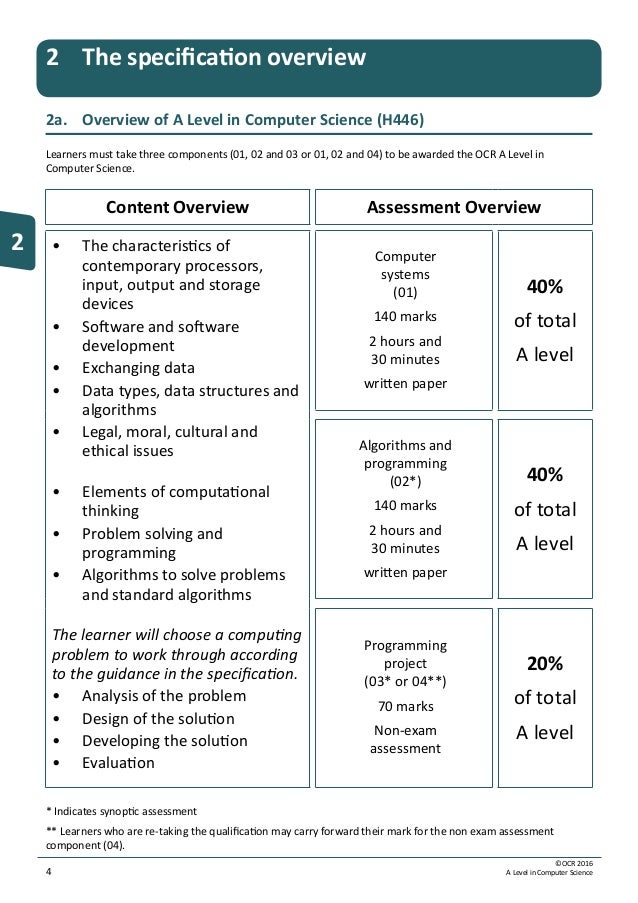 Computer Science A Level Specification