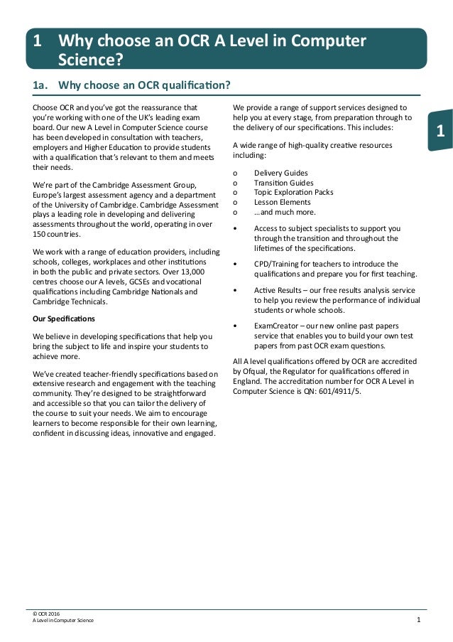 Computer Science A Level Specification