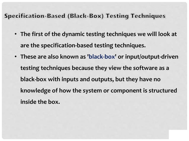 Specification based testing techniques | PPTX