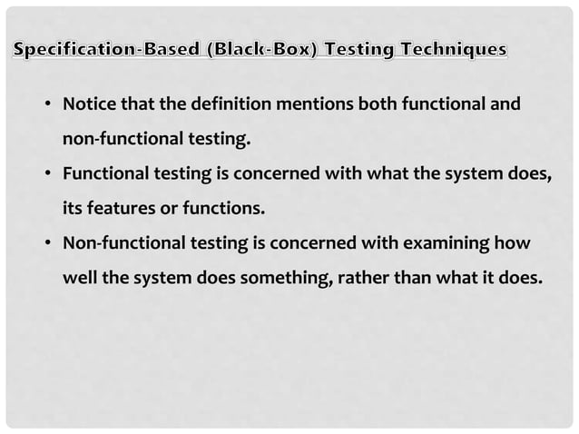 Specification based testing techniques | PPTX
