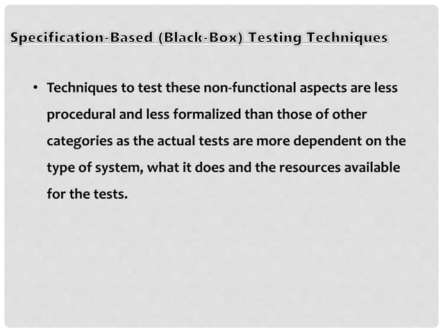 Specification based testing techniques | PPTX