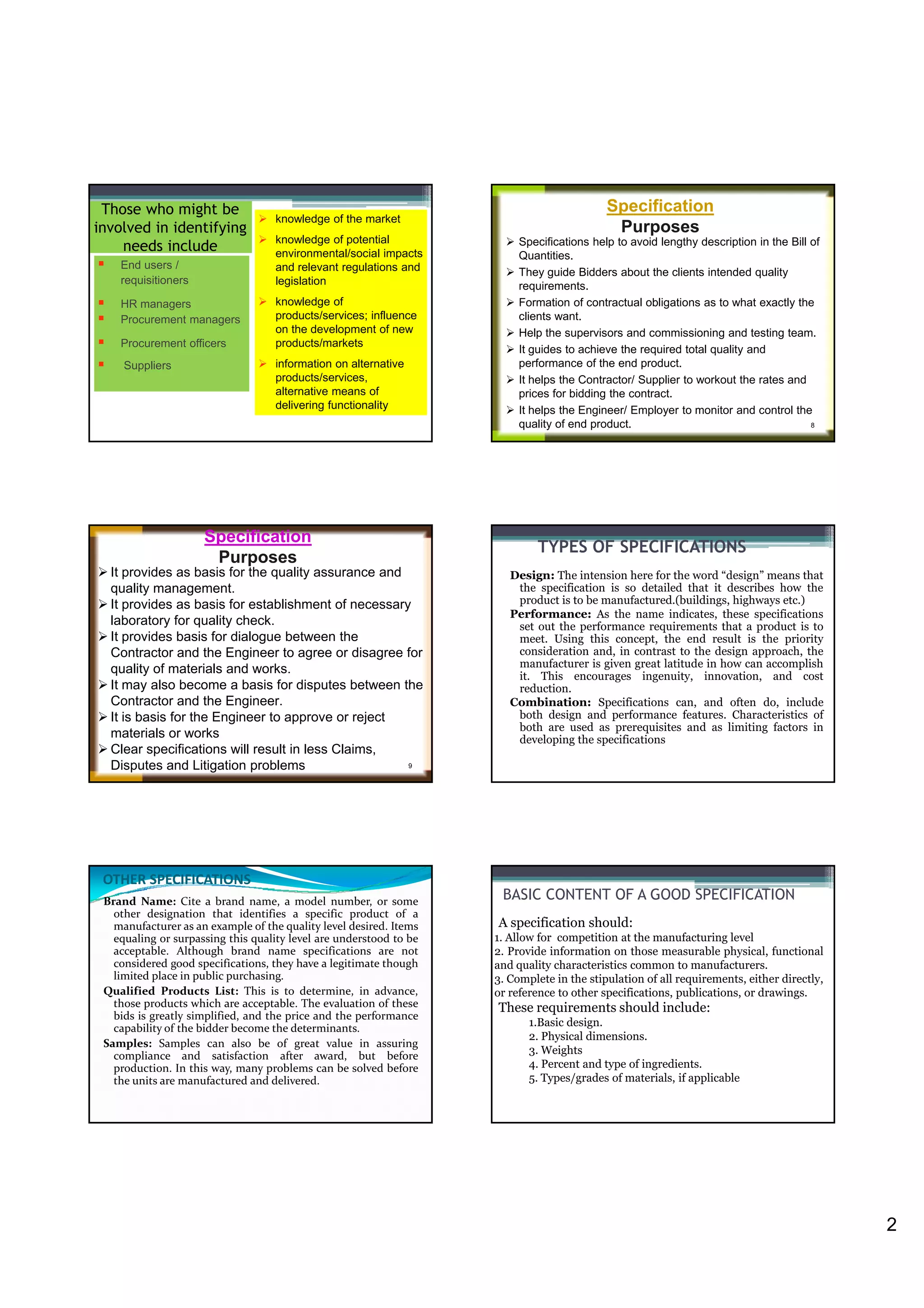 Preperation of Technical Specification & Estimate | PDF
