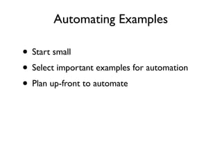 Automating Examples
 
