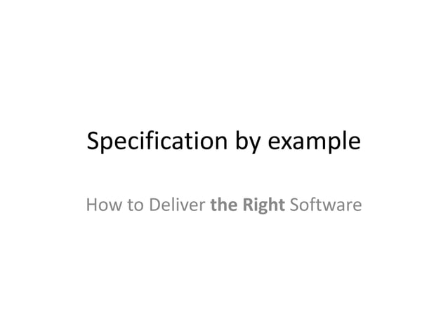 Specification by example | PPT