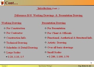 Eng. Kishor K. Ade
7
Cont…
Lecture 1 Specfication Writing-I
 