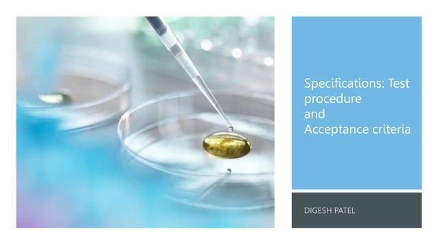 Specification: Test procedure and acceptance criteria | PPTX