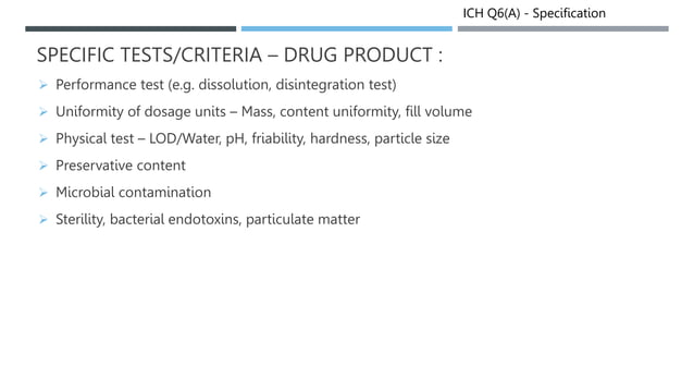 Specification: Test procedure and acceptance criteria | PPTX