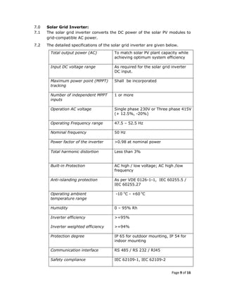 Specification grid tie_spv_plant | PDF