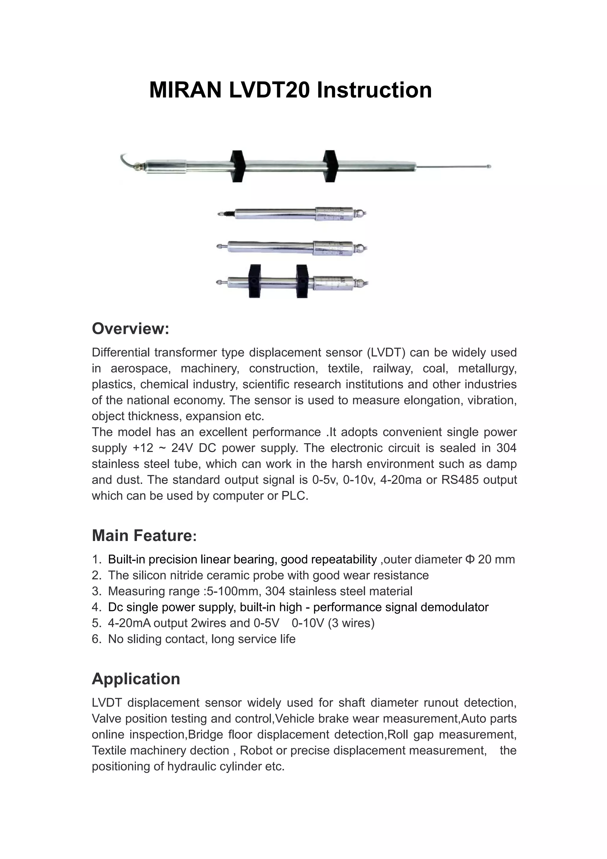 Specification of the lvdt20 | PDF | Physics | Science