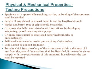 Processing Strand Test Specification on prestressing strand | PPTX