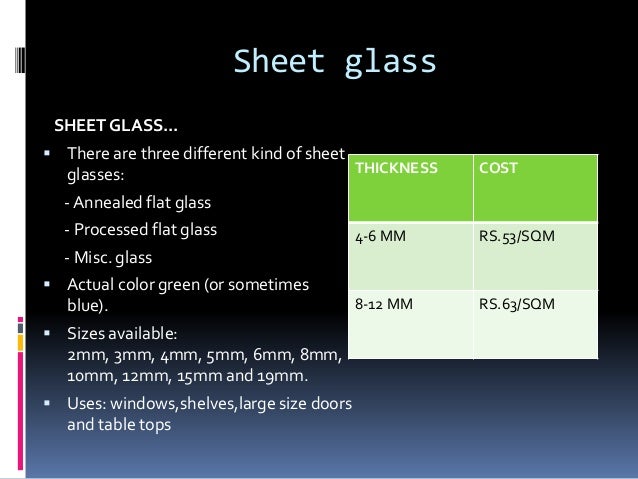 specification of glass glass sheet cost