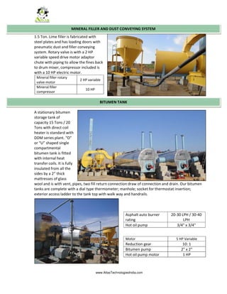 Specifications of Counter Flow Asphalt Plant - Atlas Technologies | PDF