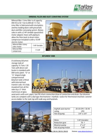 Specifications Of Portable Asphalt Drum Mix Plant - Atlas Industries | PDF