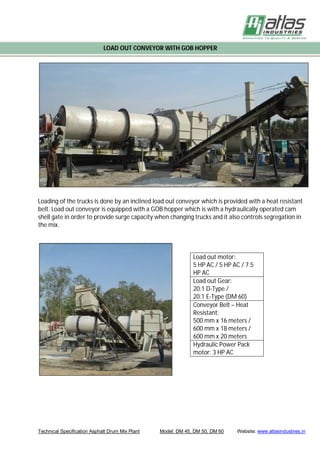 Specifications Of Portable Asphalt Drum Mix Plant - Atlas Industries | PDF
