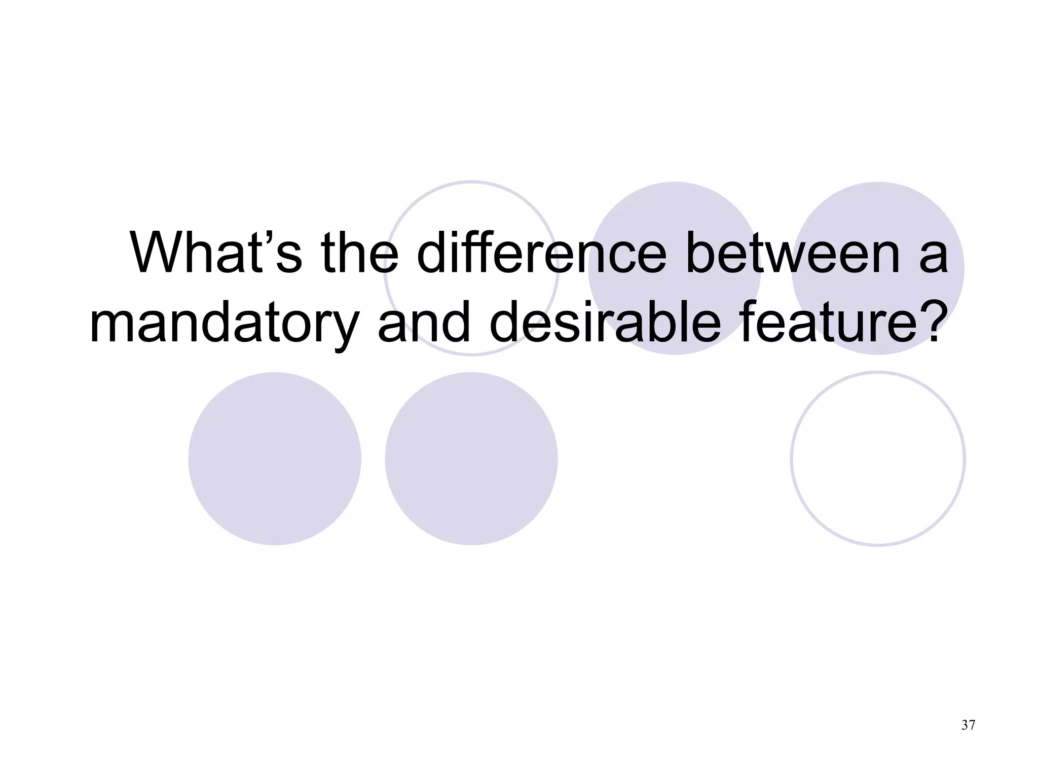 What’s the difference between a mandatory and desirable feature? 