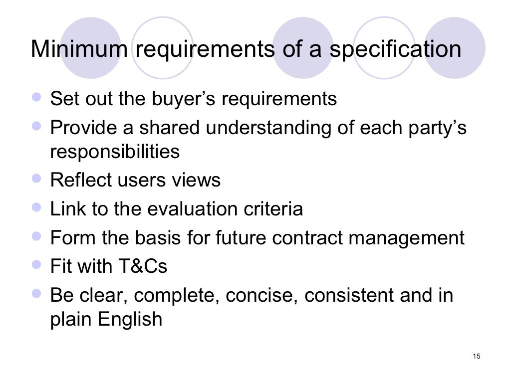 What is specification in procurement picture