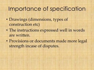 specification writting in architecture and civil | PDF