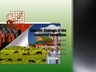 Societal Changes Population Shifts Evolution of Labor The spread of Industrialization Specific Changes of the Industrial Revolution 