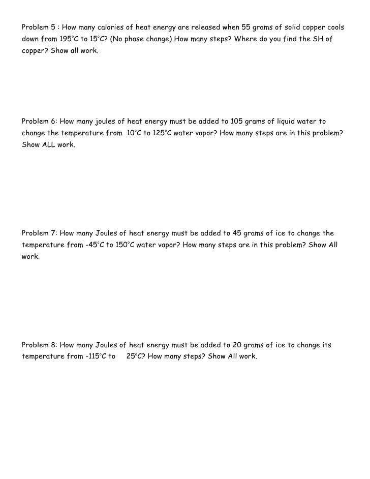 Worksheets Specific Heat Practice Problems Worksheet With Answers specific heat and phase change ditto problem