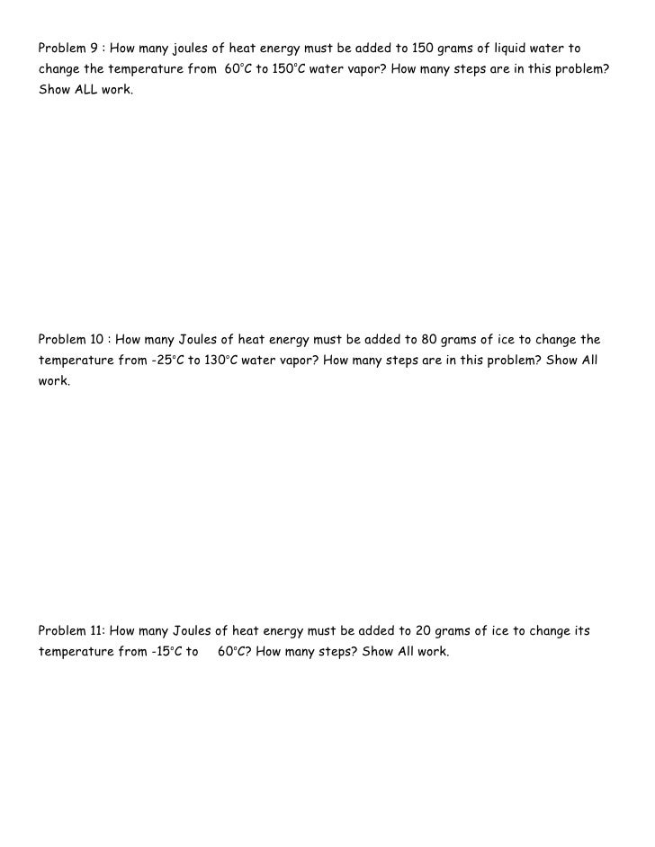 Worksheets Specific Heat Practice Problems Worksheet With Answers specific heat and phase change ditto problem