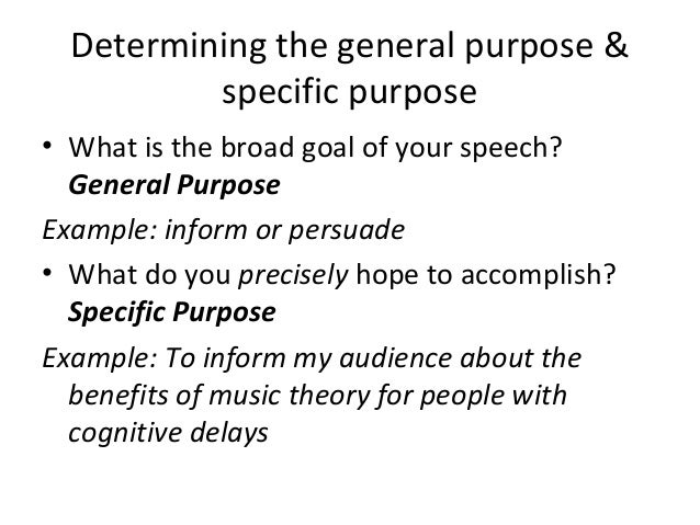 what is a general purpose statement in a speech