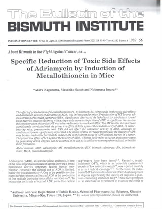 Specific reduction of toxic side effectsof adriamycin by induction of metallothionein in mice