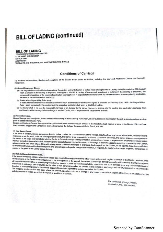 Specimen shippingdocument