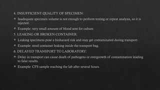 Insufficient Sample Comprehensive Specimen Acceptance and Rejection Criteria in Clinical ...