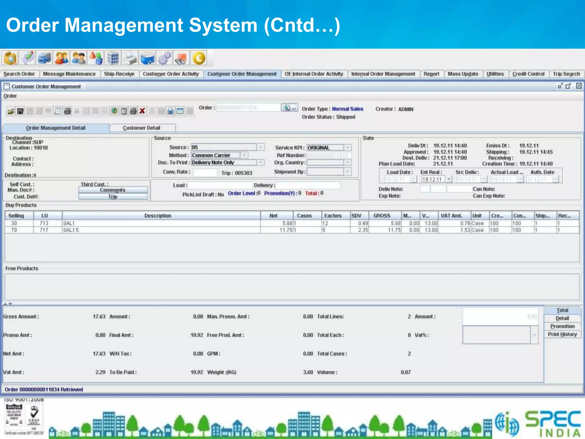 Order Management System (Cntd…)
 
