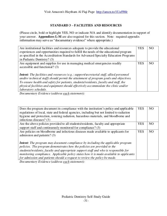Self Study Guide For The Evaluation Of A Pediatric Dentistry
