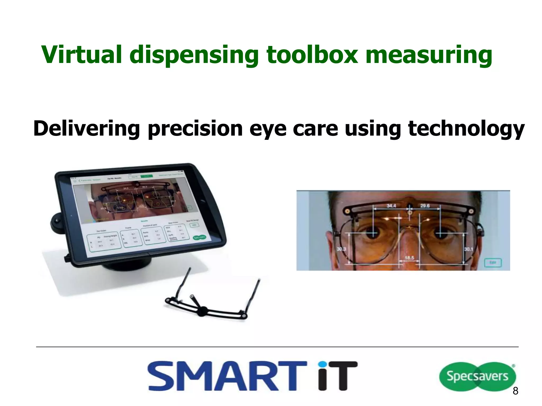 Virtual dispensing toolbox measuring
Delivering precision eye care using technology
8
 