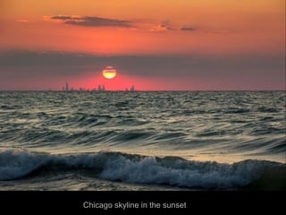 Chicago skyline in the sunset
 