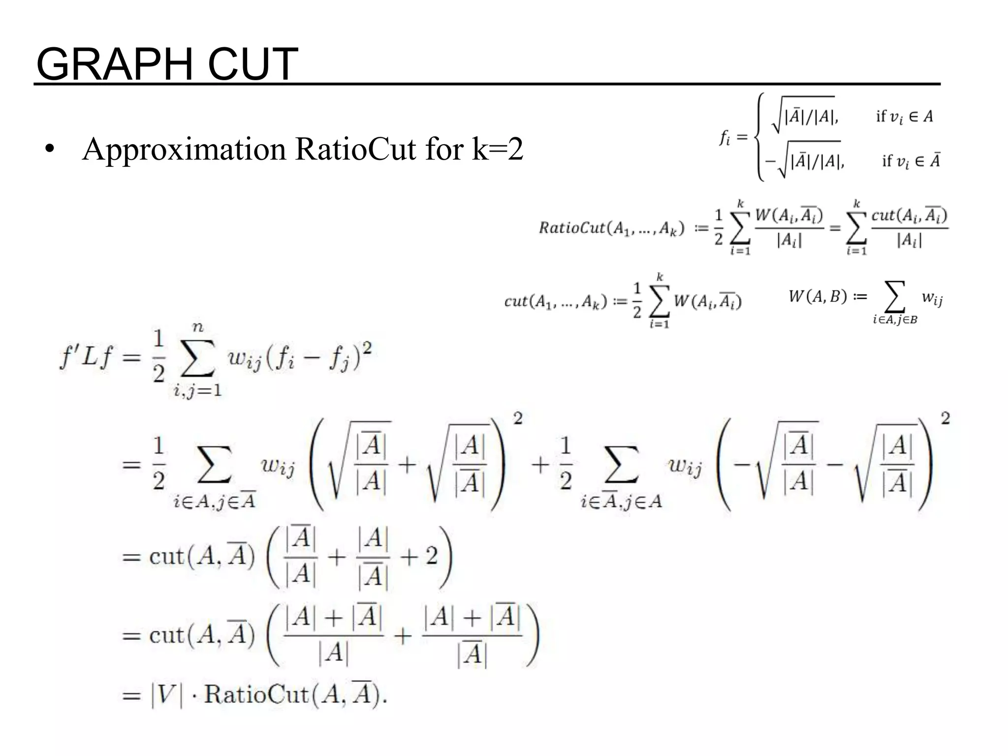 GRAPH CUT • Approximation RatioCut for k=2 