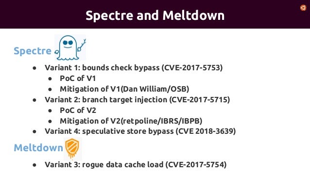 Spectre(v1%2 fv2%2fv4) v.s. meltdown(v3) Spectre(v1%2 fv2%2fv4) v.s. meltdown(v3)