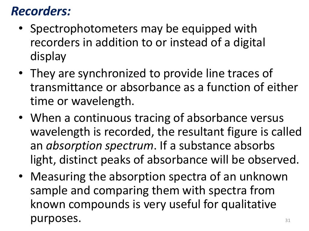 Spectrophotometry basic concepts, instrumentation and application