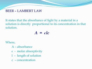 Calcul Absorbance Spectrophotometry | PPTX