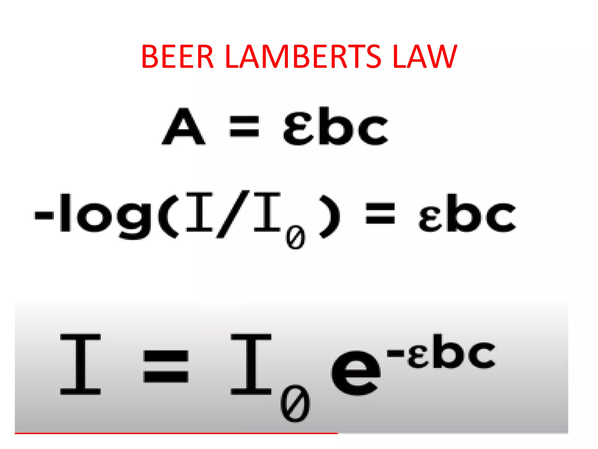BEER LAMBERTS LAW
 