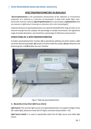 what is a spectrophotometer used for in biology