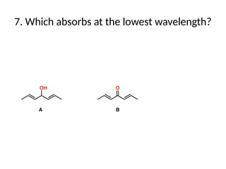 7. Which absorbs at the lowest wavelength?
 