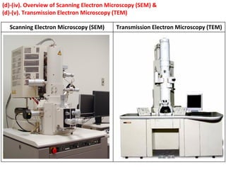 Scanning Electron Microscopy (SEM) Transmission Electron Microscopy (TEM)
(d)-(iv). Overview of Scanning Electron Microscopy (SEM) &
(d)-(v). Transmission Electron Microscopy (TEM)
 