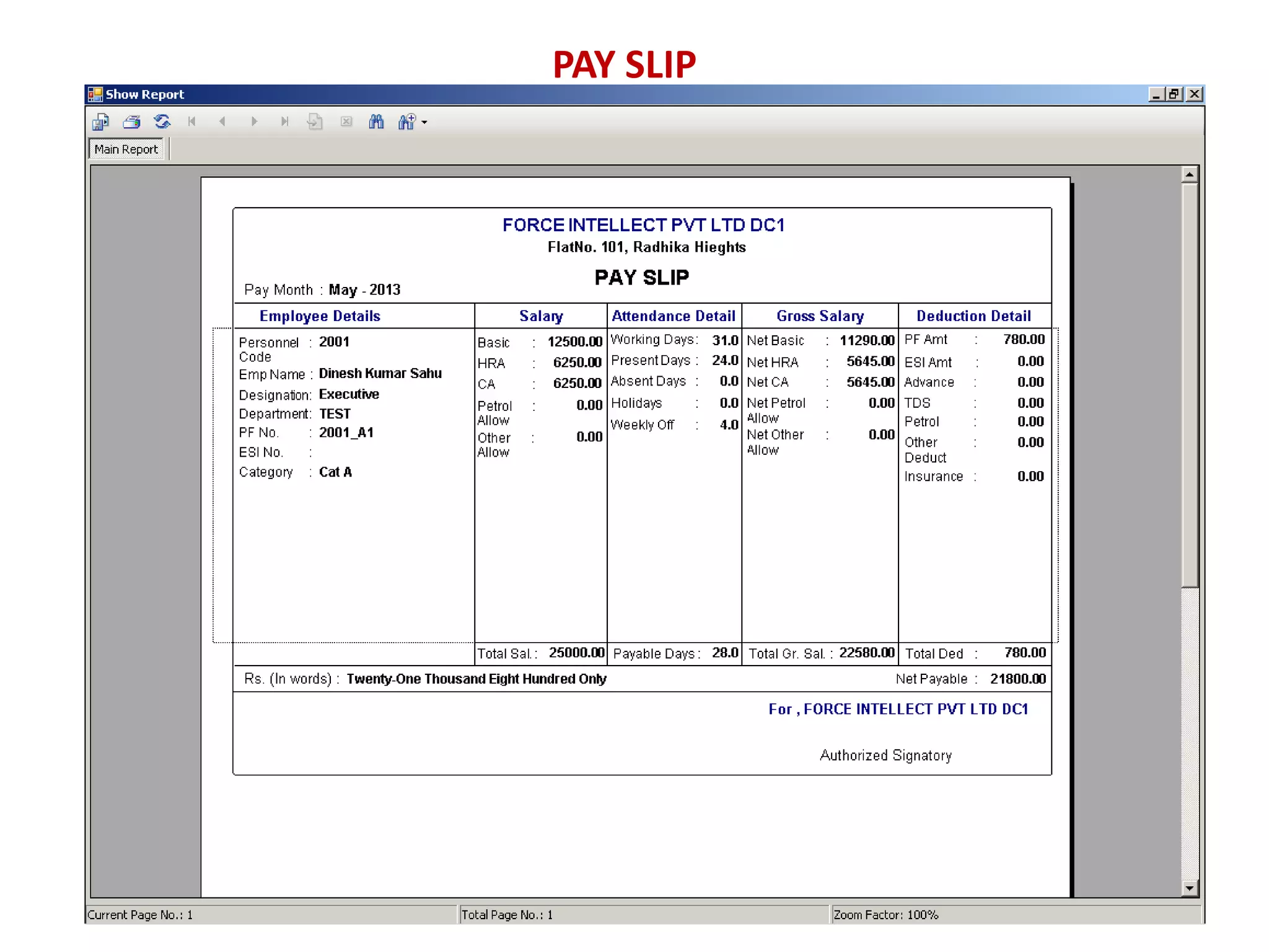 PAY SLIP
 