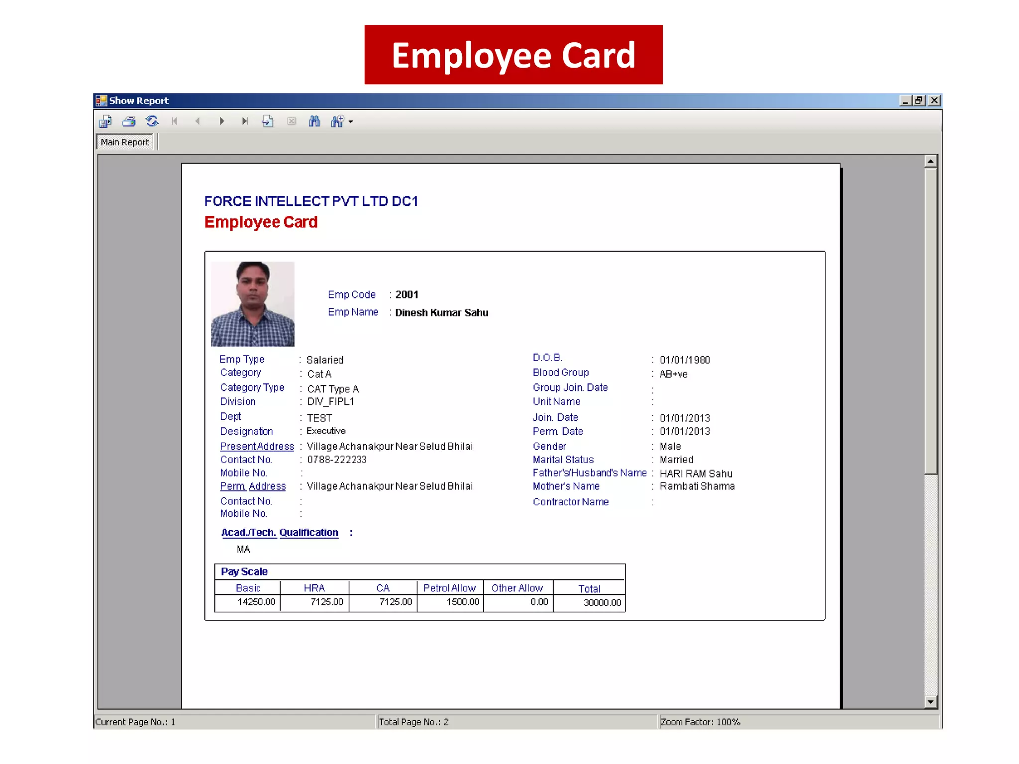 Employee Card
 