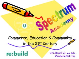 Commerce, Education & Community
in the 21st Century
Zen Benefiel, MA, MBA
ZenBenefiel.com
 