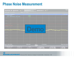 Phase Noise Measurement




                       Demo


          February 2013| Spectrum Analyzer Fundamentals - Advanced | 96
 