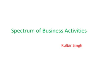 Spectrum of Business Activities
Kulbir Singh
 
