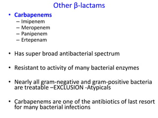 Spectrum of commonly used antibiotics | PPTX - Lactam Antibiotics Like Meropenem