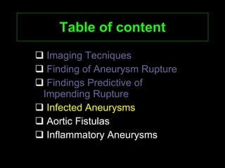 Spectrum Of Ct Findings In Rupture And Impendinging Rupture Of AAA | PPT
